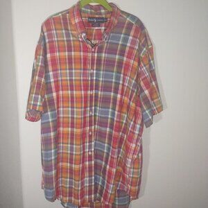 Polo Ralph Lauren Multicolor Plaid Blake Oxford Short Sleeve Green Pony Size XL